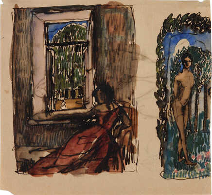 Феофилактов Николай Петрович. Две композиции (на оборотной стороне наброски)